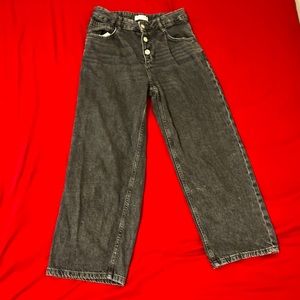 ZARAS High waisted, faded black, wide leg jeans 100% Cotton